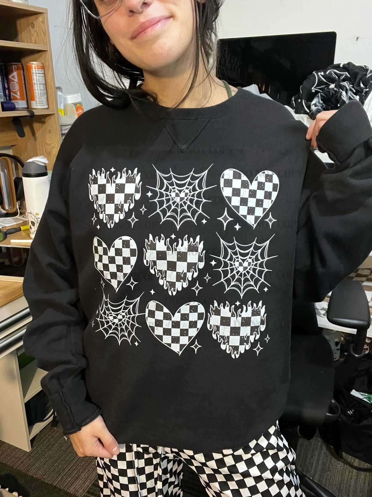 Checkered Spiderweb Crewneck