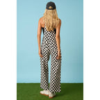 GAME DAY CHECKERED WIDE LEG BIB OVERALLS