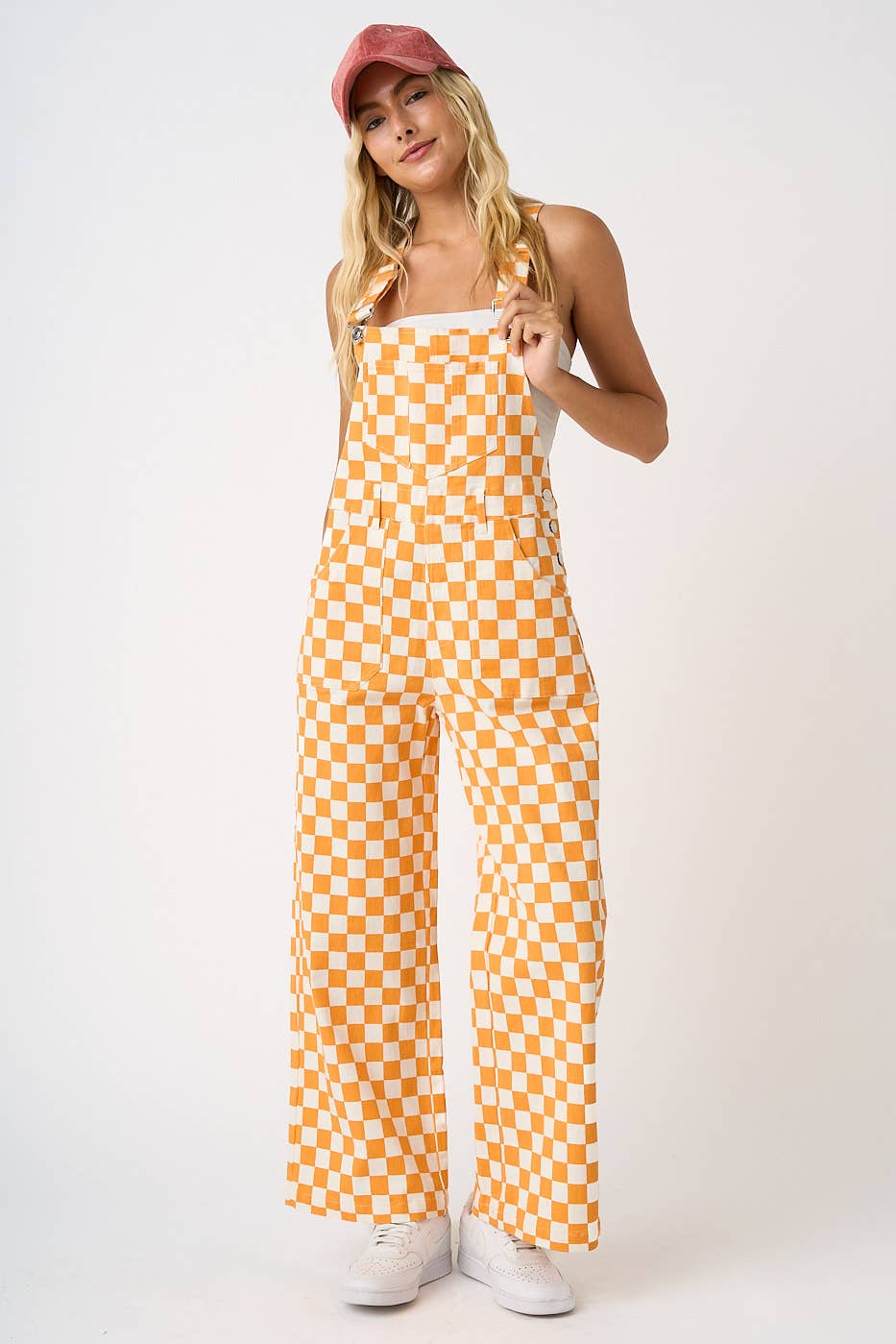 GAME DAY CHECKERED WIDE LEG BIB OVERALLS