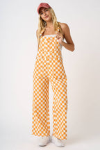 GAME DAY CHECKERED WIDE LEG BIB OVERALLS