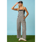 GAME DAY CHECKERED WIDE LEG BIB OVERALLS