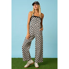 GAME DAY CHECKERED WIDE LEG BIB OVERALLS