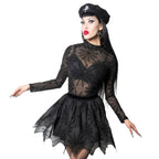 Spiderweb Mesh Mock Neck Top