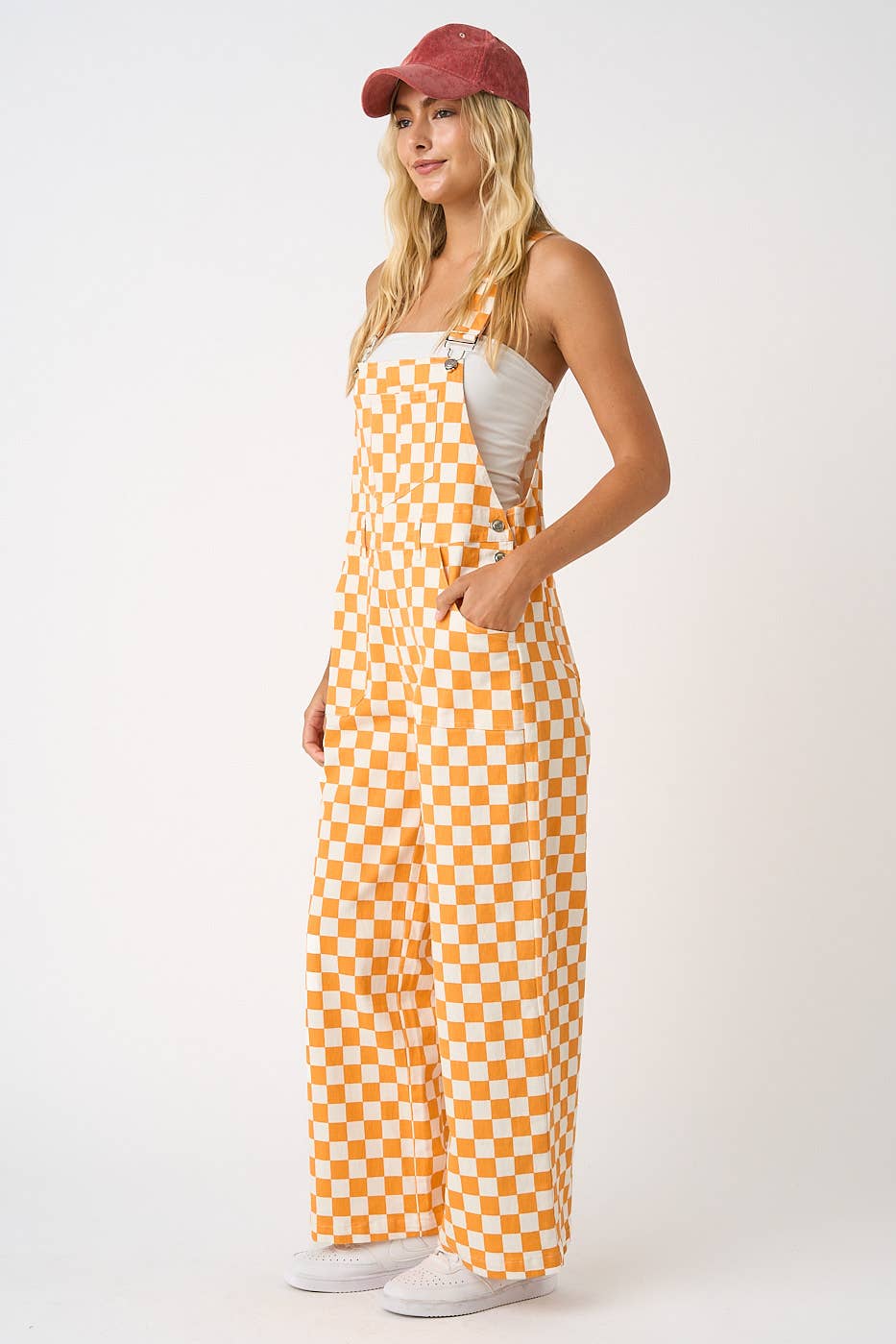 GAME DAY CHECKERED WIDE LEG BIB OVERALLS