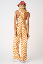 GAME DAY CHECKERED WIDE LEG BIB OVERALLS