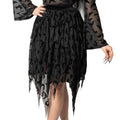 Bat Repeat Mesh Tiered Midi Skirt